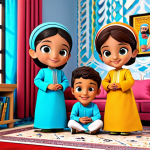 Super Wings Learning Adventure**

"A group of cheerful children, fully clothed in modest, colorful traditional Arabic clothing, gathered around a screen watching 'Super Wings' in a beautifully decorated, comfortable Arabic-style living room with intricate geometric patterns. Toys and Arabic storybooks are scattered nearby. Safe for work, appropriate content, fully clothed, family-friendly, perfect anatomy, natural pose, high quality, professional."

**